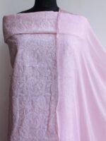Onion-Pink cotton Chikankari Dress-material - Image 2
