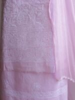 Onion-Pink cotton Chikankari Dress-material - Image 3