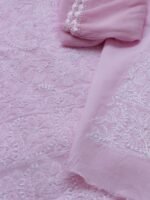 Onion-Pink cotton Chikankari Dress-material - Image 4