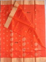 Orange and Golden zari Chanderi saree - Image 3
