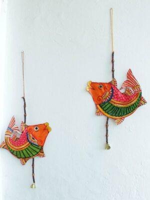 Orange-Big-Fish-tholu-Bommalata-Door-hanging-pair