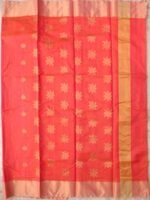 Orange pure zari Chanderi saree - Image 3