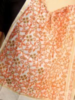 Orange and Brown Screen-printed art-chanderi Dupatta