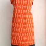 Orange and Black Cotton ikat kurta-salwar set