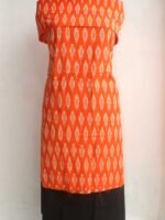 Orange and Black Cotton ikat kurta-salwar set