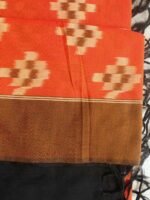 Orange and Black mercerized cotton Ikkat dupatta - Image 3