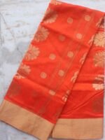 Orange and Golden zari Chanderi saree
