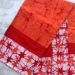Orange, Red, White Mul-cotton Batik Sari