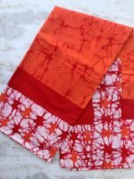 Orange, Red, White Mul-cotton Batik Sari