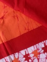 Orange, Red, White Mul-cotton Batik Sari - Image 2