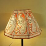 Orange and White Tholu Bommalata Lampshade