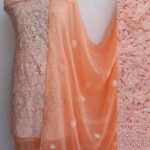 Orange georgette Chikankari 3pc Ladies suit