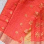 Orange pure zari Chanderi saree