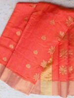 Orange pure zari Chanderi saree