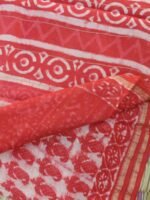 Orange-Red Bagru-printed chanderi sari - Image 3