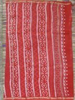 Orange-Red Bagru-printed chanderi sari - Image 4