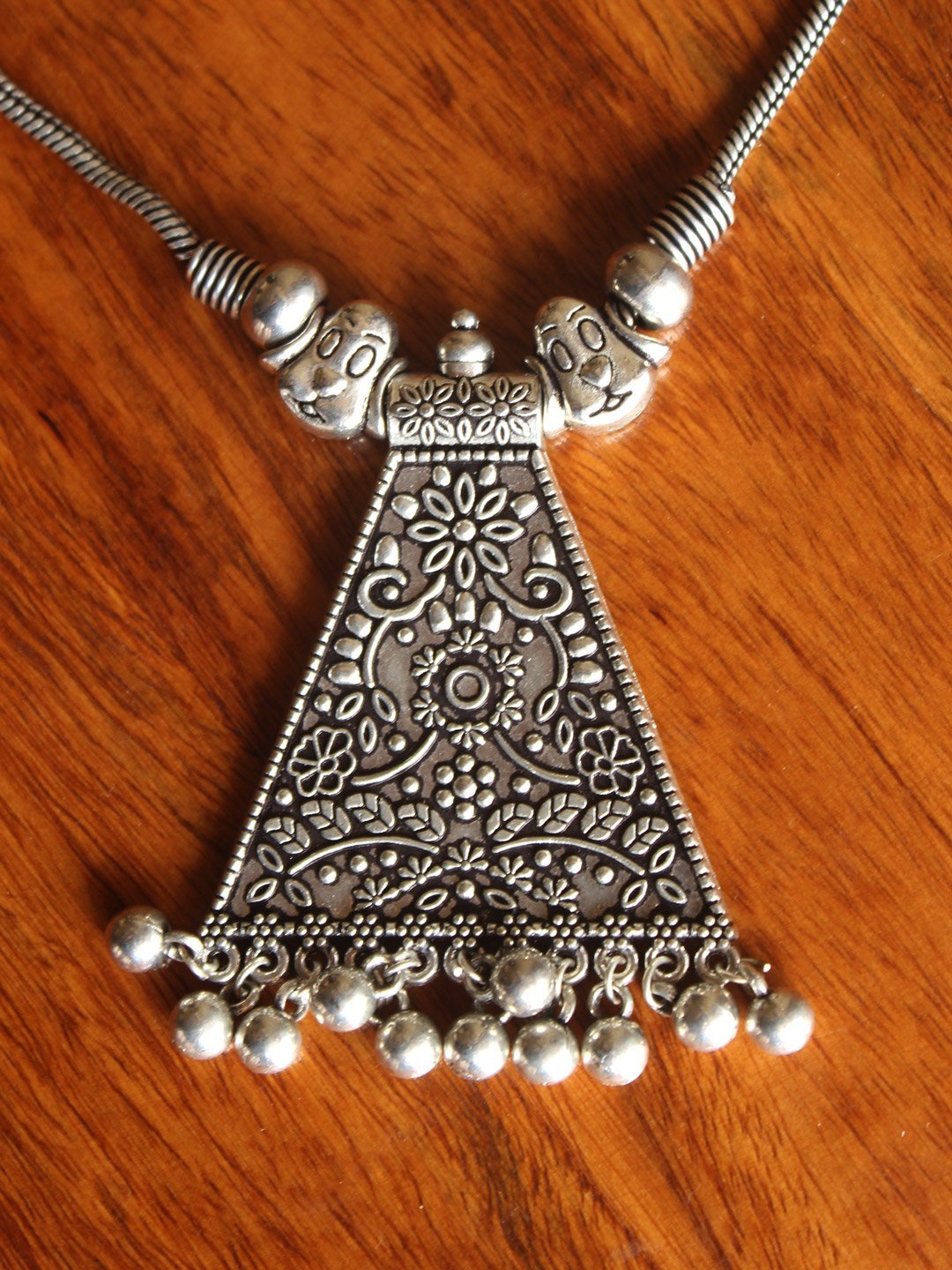 Oxidized-Silver-Finish-Vintage-Hand-Crafted-Necklace.jpg Oxidized Silver Finish Necklace - Image 1