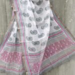 Paisley Grey and Pink Kota cotton Dupatta