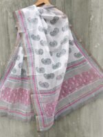 Paisley Grey and Pink Kota cotton Dupatta