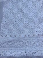 Chikankari, Mukaishwork White Georgette Kurta Fabric - Image 2