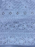 Chikankari, Mukaishwork White Georgette Kurta Fabric - Image 4