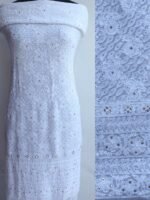 Chikankari, Mukaishwork White Georgette Kurta Fabric