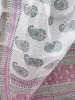 Paisley Grey and Pink Kota cotton Dupatta - Image 2