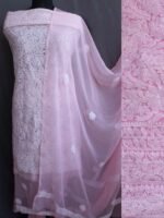 Pale-Pink georgette Chikankari Dress-material