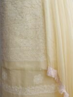 Pale-Yellow Chikankari cotton dress-material - Image 3