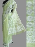 Light-yellow Georgette Chikankari Sari