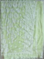 Light-yellow Georgette Chikankari Sari - Image 2