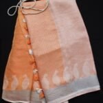 Pastel Orange Pure Linen Saree