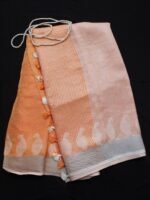 Pastel Orange Pure Linen Saree