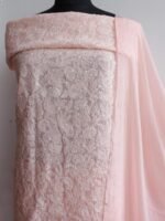 Pastel-Orange cotton Chikankari Dress-material - Image 2
