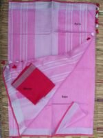 Pastel-Pink Linen Cotton Saree - Image 3