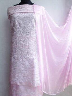 Pastel-Pink-chikankari-cotton-dress-material at Shilphaat.com