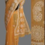 Pastel Orange Georgette Chikankari Sari