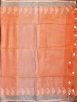 Pastel Orange Pure Linen Saree - Image 4