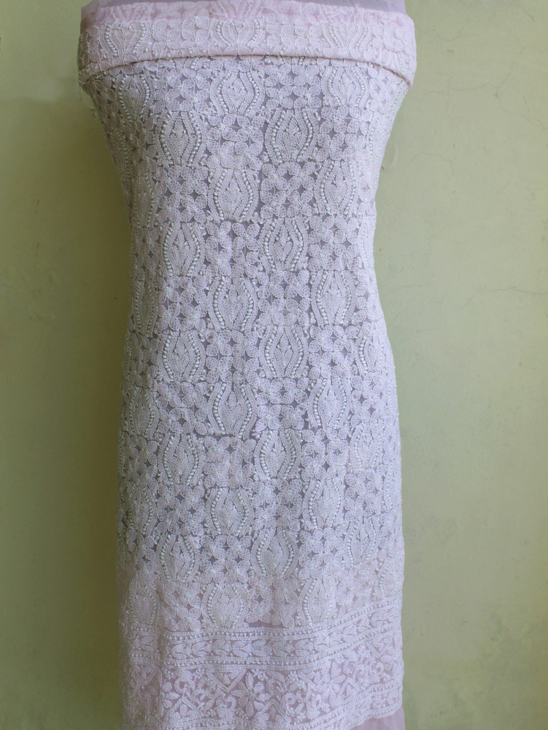 Pastel-pink-georgette-chikankari-kurta-fabric.jpg Pastel Pink Georgette Chikankari Kurta Fabric - Image 1