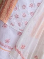 Peach and White chikankari 3pc Cotton Ladies Suit - Image 2