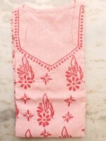 Peach Chikankari Cotton Ladies Kurti