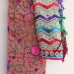 Peach and white Chanderi Phulkari Dupatta Pair