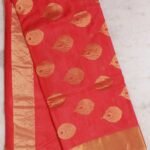 Peach-Pink Zari Chanderi Saree