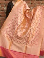 Orange-Pink Pure Katan Silk Banarasi Dupatta