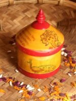 Peacock, Ganesha, Vishnu Shlok on Yellow sindur box - Image 2