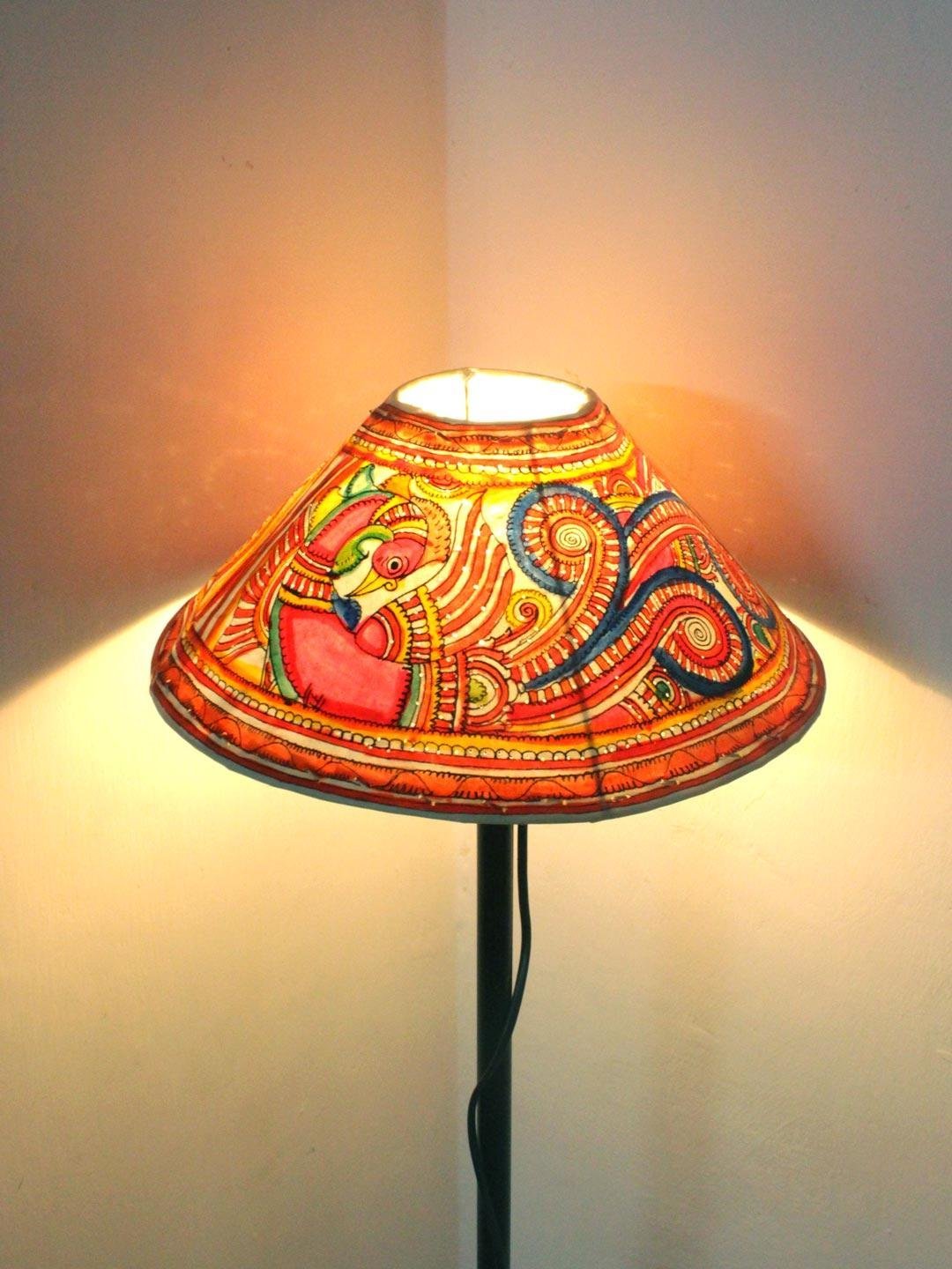 Peacock-tholu-bommalata-lamp-shade-Shilphaat.jpg Peacock Tholu Bommalata Lampshade - Image 1
