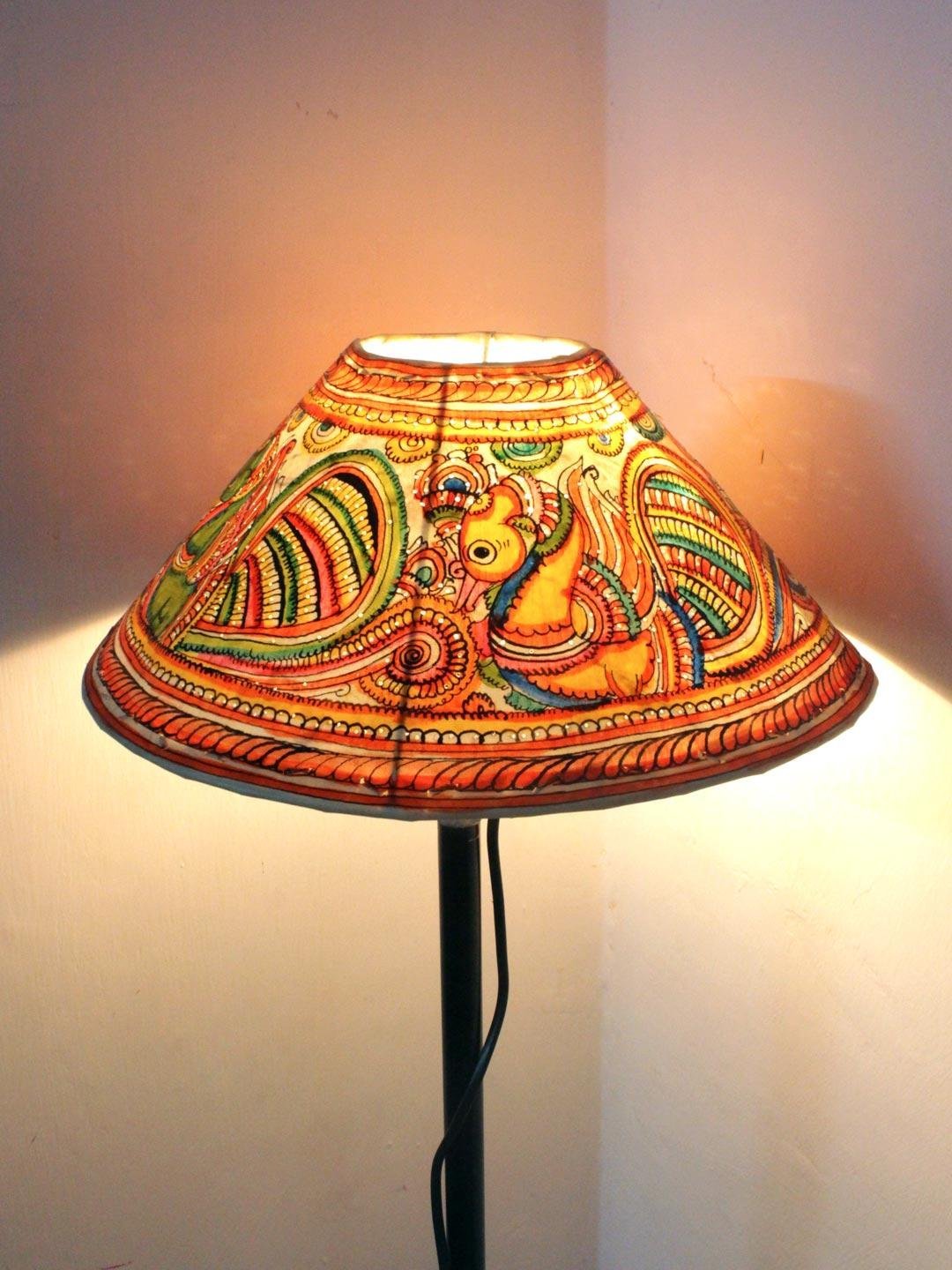 Peacocks-tholu-bommalata-lamp-shade-Shilphaat.jpg Peacocks Tholu Bommalata Lampshade - Image 1