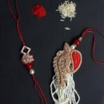 Pearls-Zari Red and White Bahiya-Bhabhi Rakhi