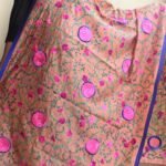Pink Rose Patch, Peach Chanderi Fulkari Duptta