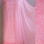 Pink-Peach cotton Chikankari Dress-material